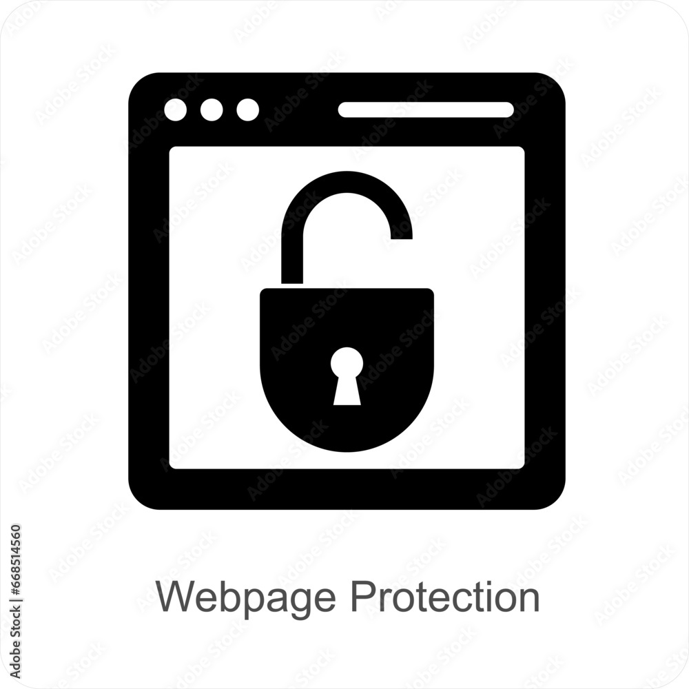 Webpage Protection and security icon concept Webpage Protection and security icon concept