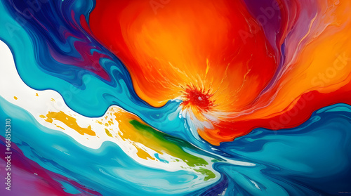 Vibrant Abstraction Oil Painting, Generative AI