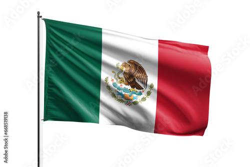 3d illustration flag of Mexico. Mexico flag waving isolated on white background with clipping path. flag frame with empty space for your text. photo