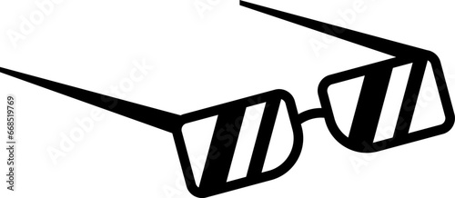 Flat sunglasses side view vector drawing. Hand drawn graphic icon isolated on white. Minimal illustration.