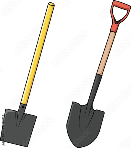 Shovel isolated Vector Illustration. Gardening, farm and construction equipment 