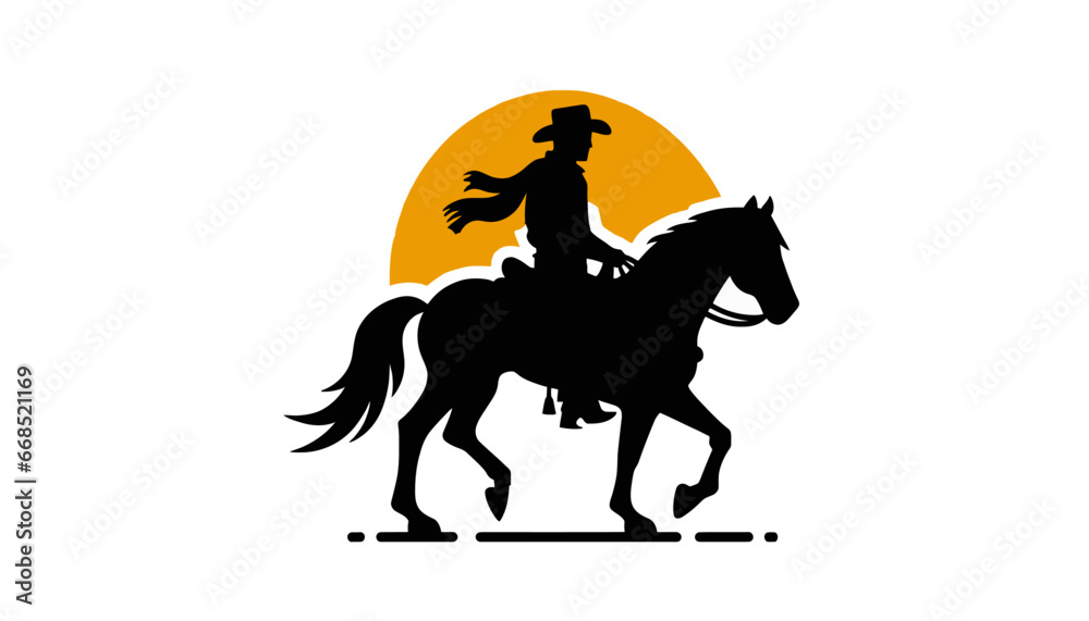 cowboy on a horse silhouette rodeo western design vector illustration cowboy on a horse silhouette rodeo western design vector illustration