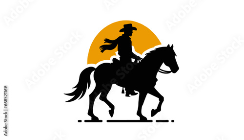 cowboy on a horse silhouette rodeo western design vector illustration © SachiDesigns