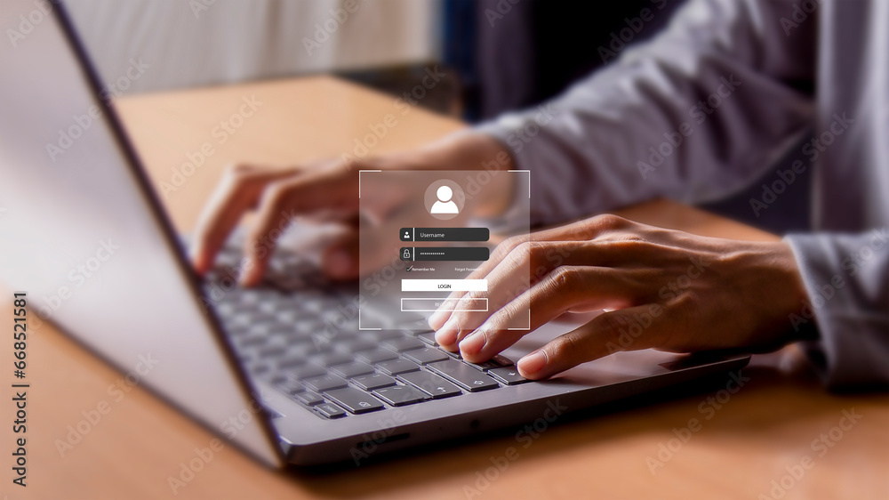 User authentication system with username and password cyber security concept Security technology protects personal information. cyber security concept User authentication system with username and password cyber security concept Security technology protects personal information. cyber security concept