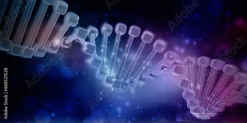 3d render of dna structure, abstract background 