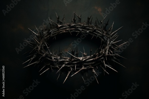 Enigmatic Crown thorns ancient. Easter cross. Generate Ai