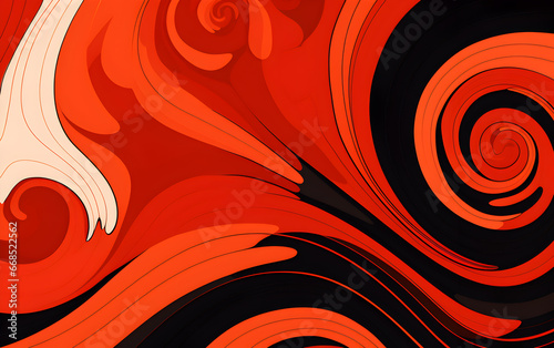A fiery abstract background of red and black swirls, modern elegance, perfect for impactful presentations and designs. 16:10 ratio widescreen, wide