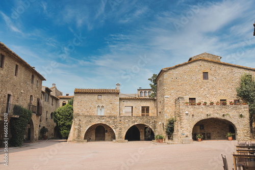 Monells medieval village in the province of Girona, located in the Baix Emporda region, Girona, Spain.