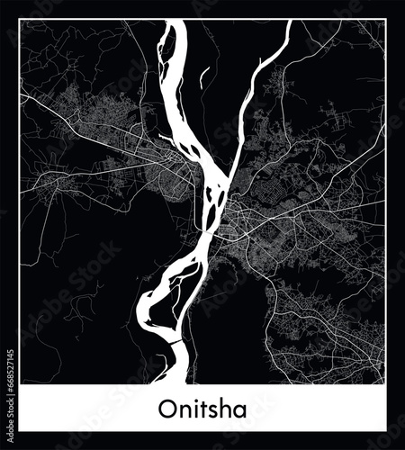 Minimal city map of Onitsha (Nigeria Africa)