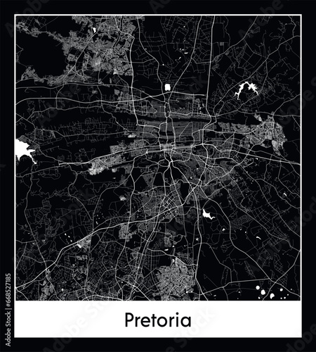 Minimal city map of Pretoria (South Africa Africa) © Kuemin