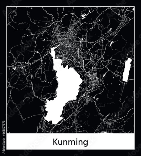 Minimal city map of Kunming (China Asia) photo