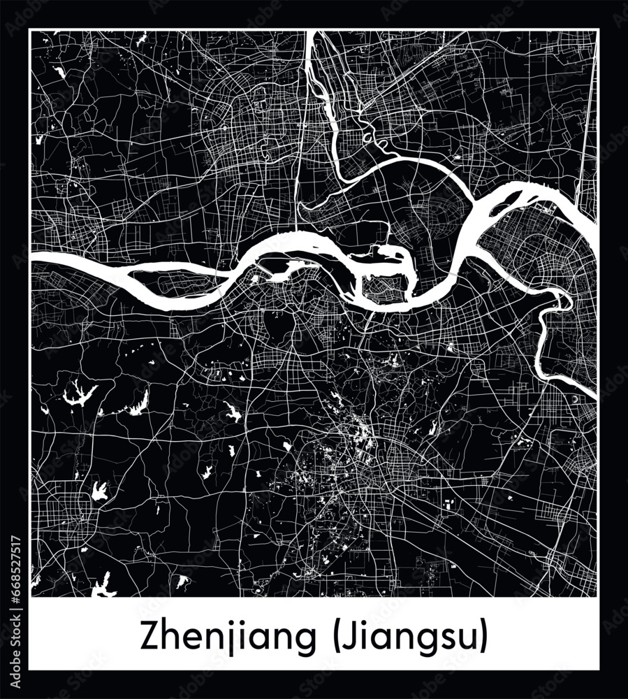 Obraz premium Minimal city map of Zhenjiang (Jiangsu) (China Asia)