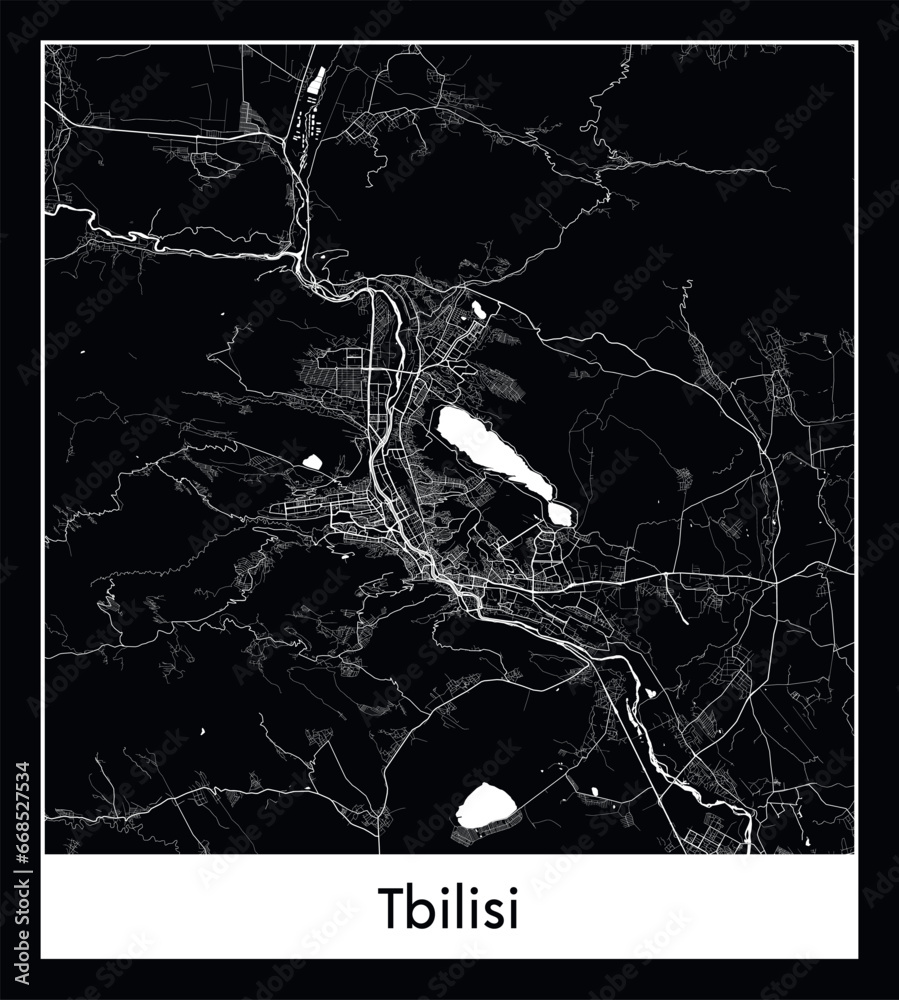Minimal city map of Tbilisi (Georgia Asia)