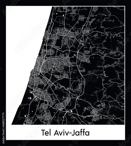 Minimal city map of Tel Aviv-Jaffa (Israel Asia)