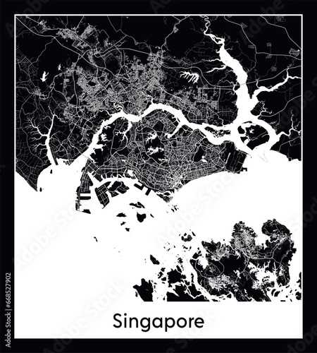 Minimal city map of Singapore (Singapore Asia)