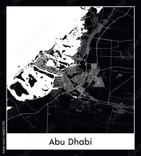 Minimal city map of Abu Dhabi (United Arab Emirates Asia)