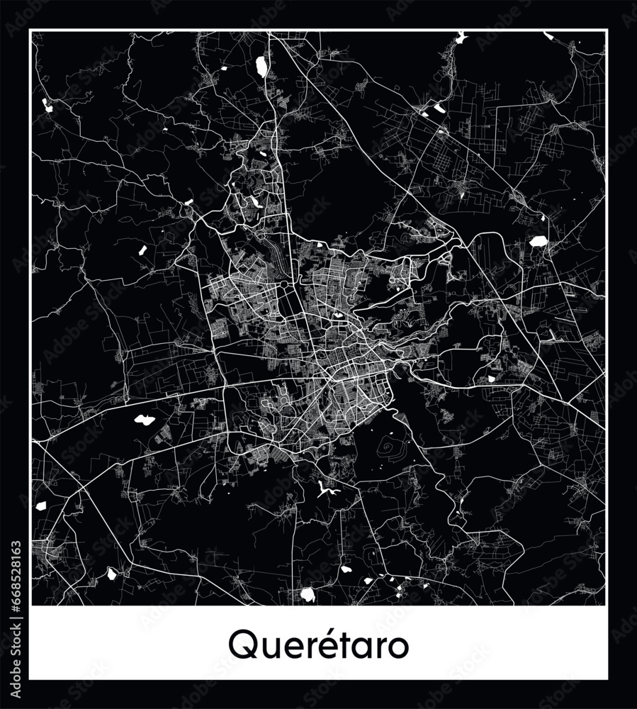 Minimal city map of Queretaro (Mexico North America)