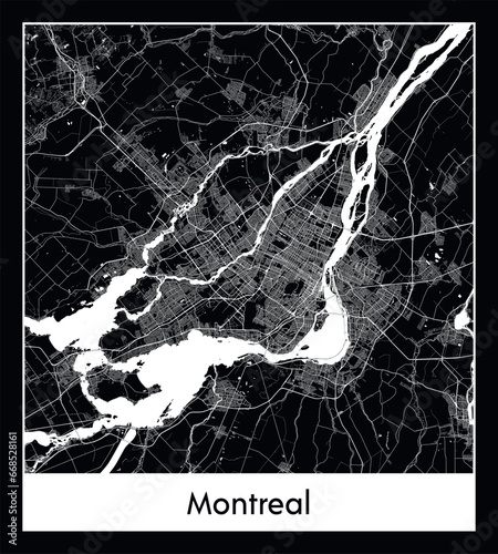 Minimal city map of Montreal (Canada North America)