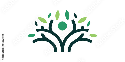 health logo design with a combination of tree and person shapes.