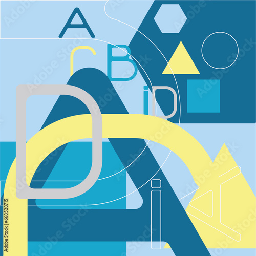 cute background of alphabet and shapes
