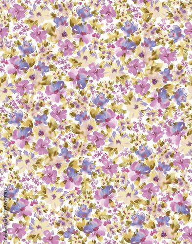 vibrant flower patterns summer dress and background © sefa