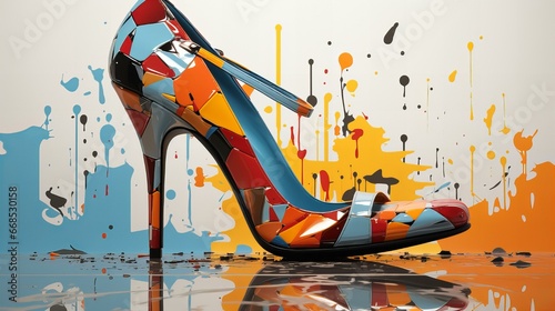 Abstract Pop Art Shoe Design a unique and surreal pop art inspired shoe design. artwork features a colorful and abstract the fusion of fashion making it a trendy and creative concept.