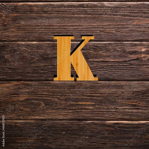 K latter wooden logo. 
It consists of one letter. It can be used as the first initial of any company 
or brand name. Therefore, it is designed in a unique and attractive way.
