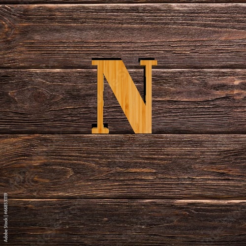 N latter wooden logo. 
It consists of one letter. It can be used as the first initial of any company 
or brand name. Therefore, it is designed in a unique and attractive way.
