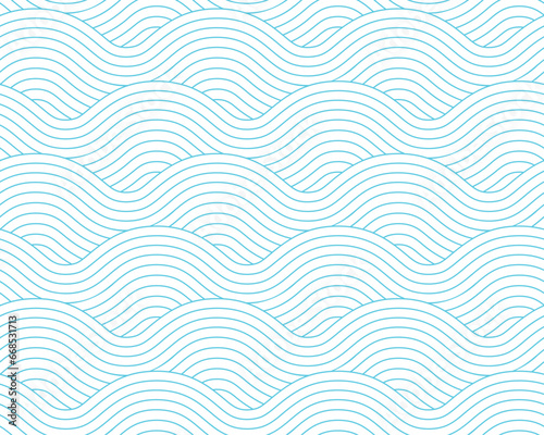 Abstract blue background with seamless wave pattern