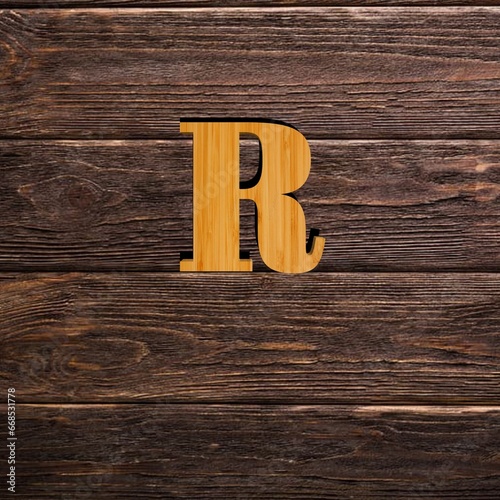 R latter wooden logo. 
It consists of one letter. It can be used as the first initial of any company 
or brand name. Therefore, it is designed in a unique and attractive way.
