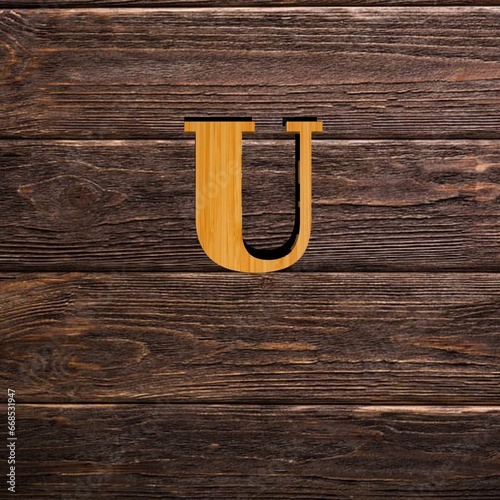 U latter wooden logo. 
It consists of one letter. It can be used as the first initial of any company 
or brand name. Therefore, it is designed in a unique and attractive way.

