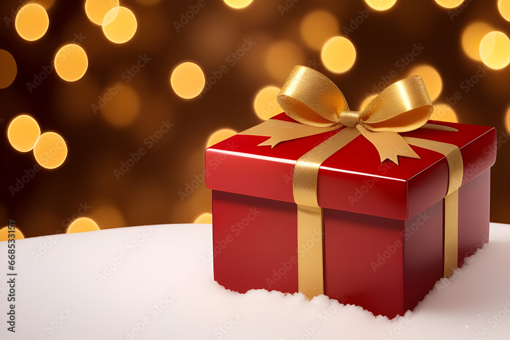 red gift box with golden ribbon red gift box with golden ribbon