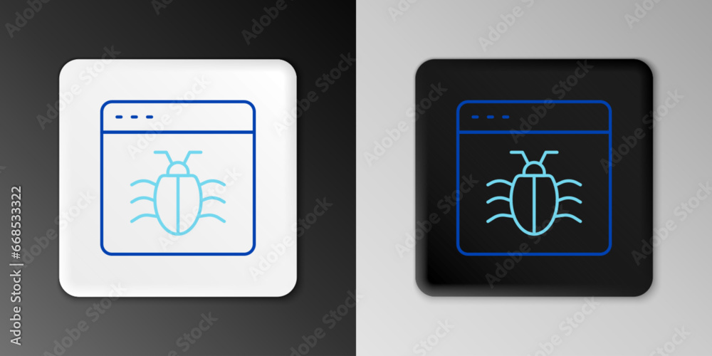Line System bug concept icon isolated on grey background. Code bug concept. Bug in the system. Bug searching. Colorful outline concept. Vector Line System bug concept icon isolated on grey background. Code bug concept. Bug in the system. Bug searching. Colorful outline concept. Vector