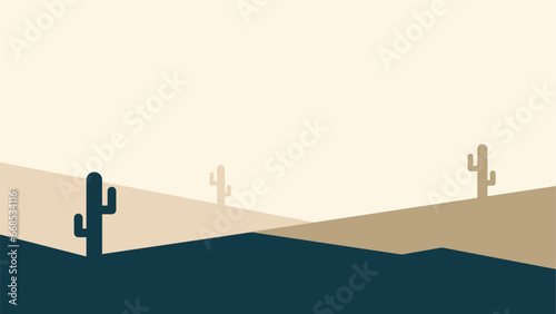 aesthetic flat desert vector illustration with solid color and simple design