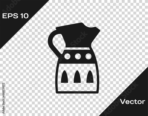 Black Sangria pitcher icon isolated on transparent background. Traditional spanish drink. Vector