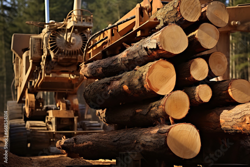 Detailed view of log loader used in the lumber industry. 