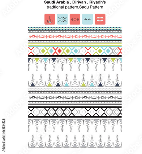 pattern of Sadou cultural on Riyadh Saudi Arabia, editable stroke