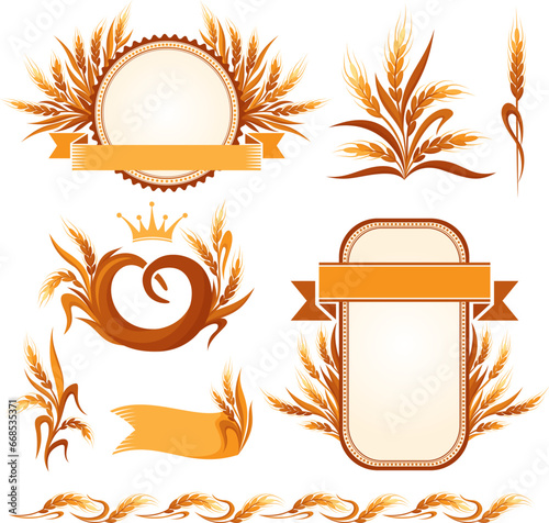 Set of bakery design elements