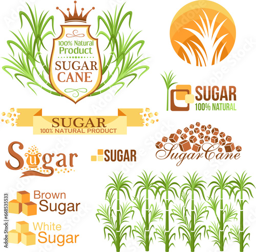 Sugar design elements. Icons, symbols and labels.