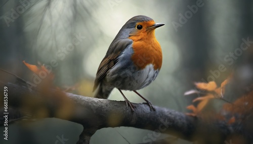 A robin in a semi dark forest © Julius