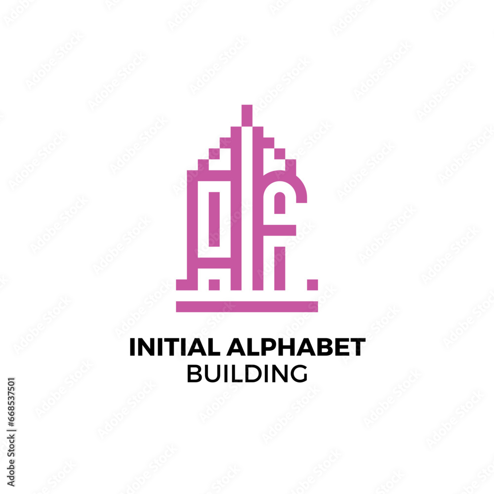 Initial logo letter AF alphabet building