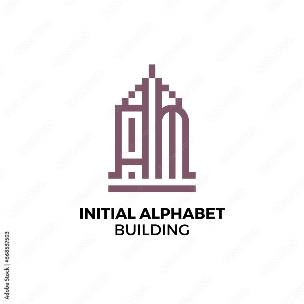 Initial logo letter AM alphabet building