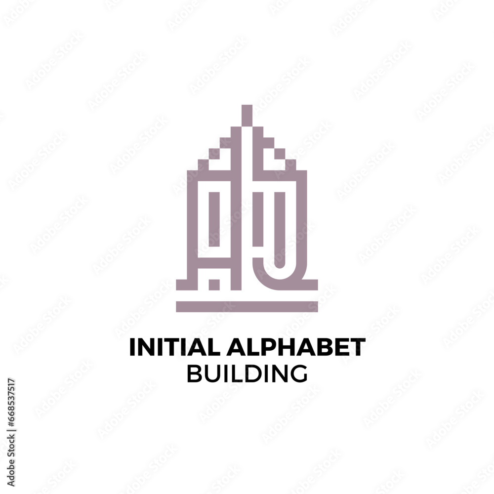 Initial logo letter AJ alphabet building Initial logo letter AJ alphabet building