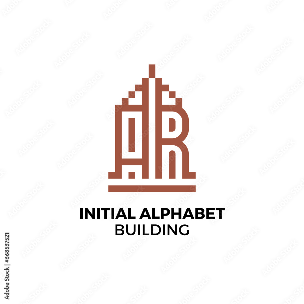 Initial logo letter AR alphabet building