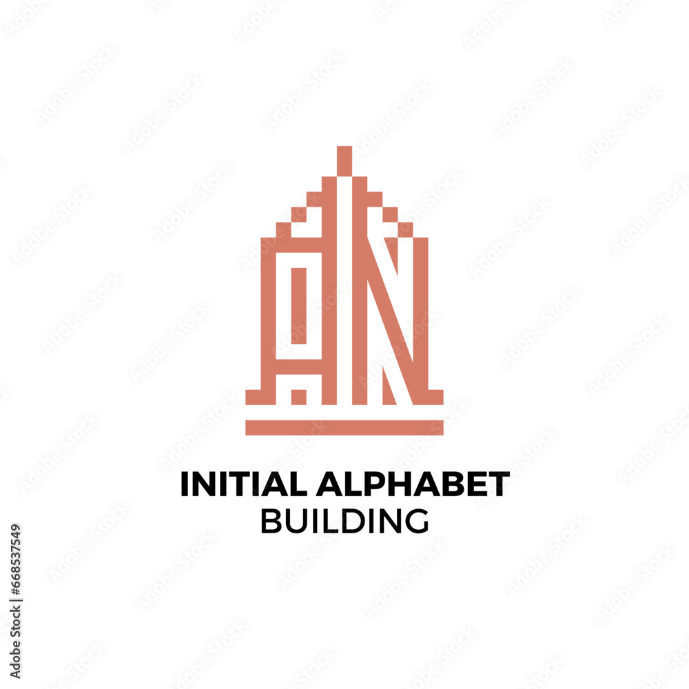 Initial logo letter AN alphabet building