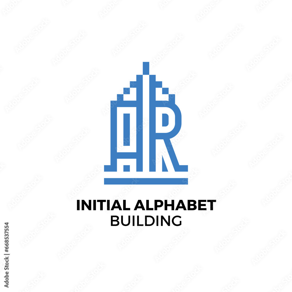 Initial logo letter AR alphabet building