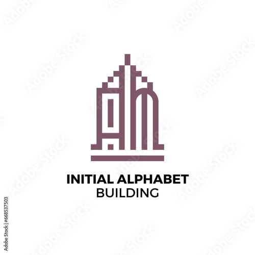 Initial logo letter AM alphabet building