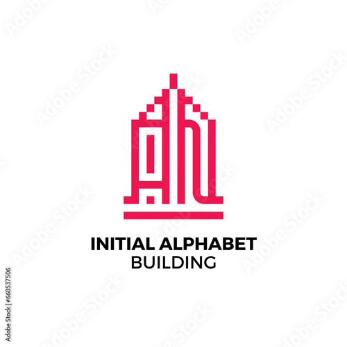Initial logo letter AN alphabet building