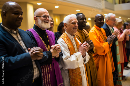 Réunion de fraternité avec des représentants de différentes religions photo