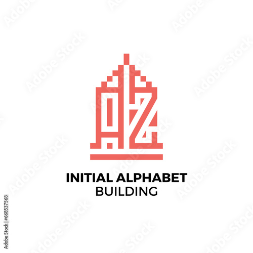 Initial logo letter AZ alphabet building